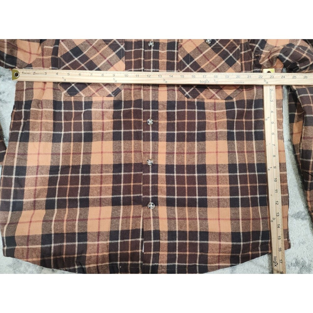 NEW Chaps Men's XL Chestnut Flannel Shirt Plaid Jacket  corduroy Collar Brown - Picture 3 of 4